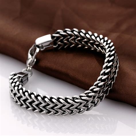 men's stainless steel box link bracelet|bracelet 316l gold man steel.